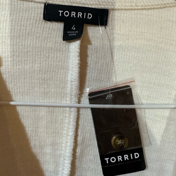 Torrid White Slub Drape Front Jacket Size 4 NWT - Picture 2 of 3